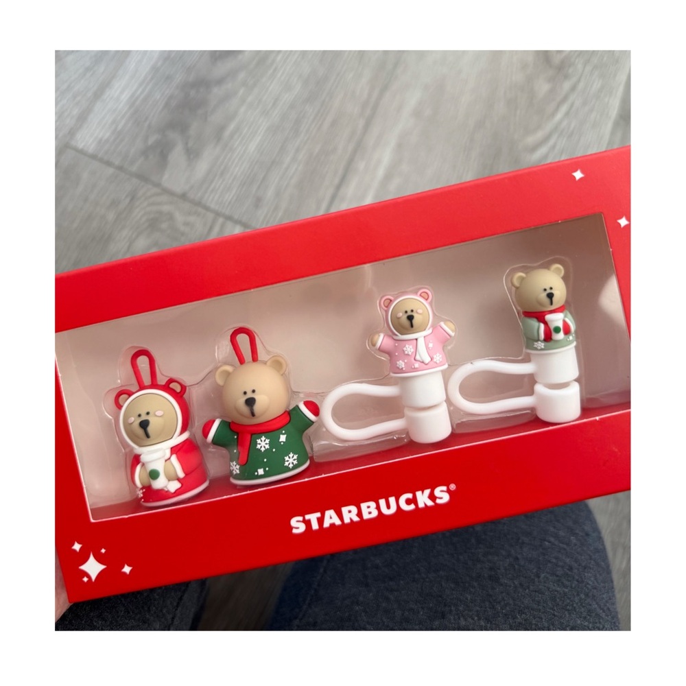 NWT✨Starbucks 2024 Mexico Christmas Edition Straw Stopper Set 🧸
